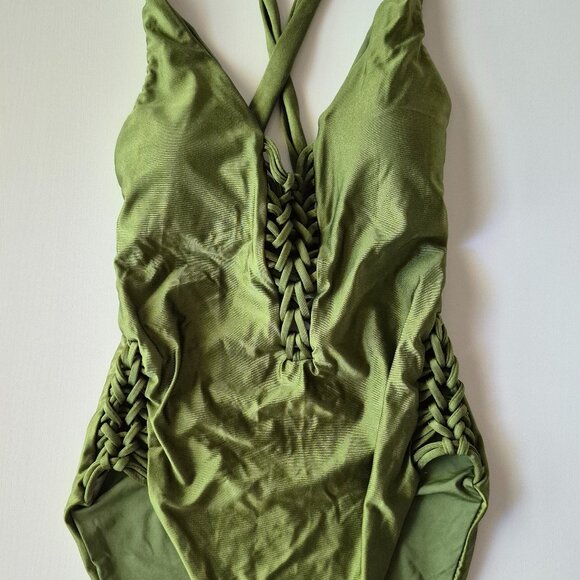 Brand New Green One-Piece Swimsuit with Cutout Detail - Picture 1 of 11